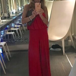 Red Strapless & flowy Jumpsuit